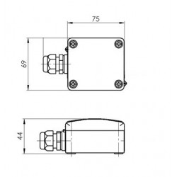 Sonde sur boitier avec bride et sortie active