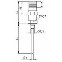 Sonde à visser 1/4G active avec connecteur DIN