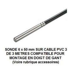 Indicateur thermostat entrée NTC, sonde 6mm compatible pour montage en doigt de gant, 12-24 Vdc, 3 relais de sortie