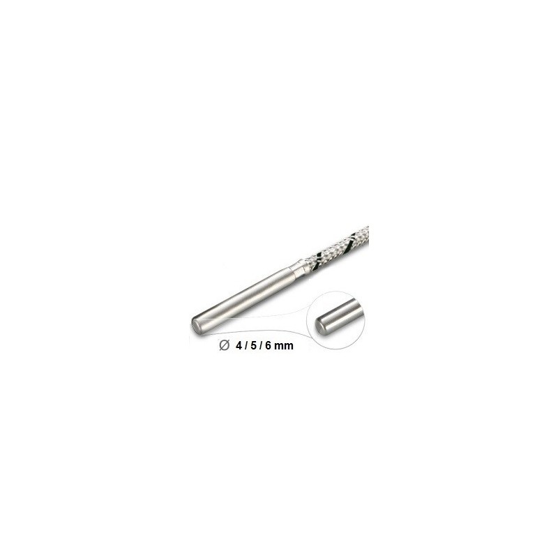 Sonde filaire thermocouple diamètre 4 x 100 mm sur câble Soie de verre