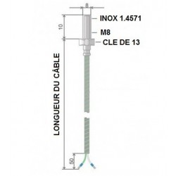 THERMOCOUPLE K M8x10 SANS CONNECTEUR MINIATURE