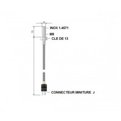 THERMOCOUPLE J M8x10 AVEC CONNECTEUR MINIATURE