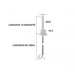 Sonde à visser 1/4G x 200 mm / Thermocouple J
