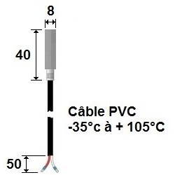 Sonde de surface magnétique sur câble PVC -35°C à + 105°C IP54