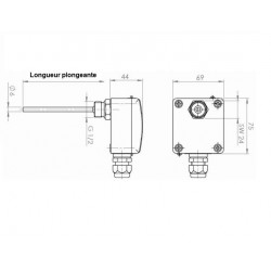 Sonde à visser 1/2" G sur boitier de raccordement