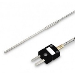 Thermocouple chemisé J sortie câble fibre de verre + connecteur miniature