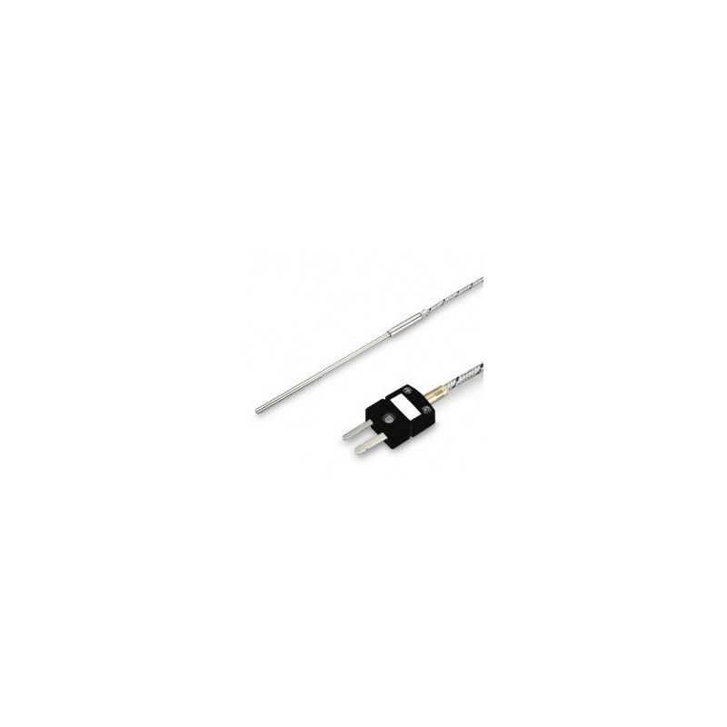 Thermocouple chemisé J sortie câble fibre de verre + connecteur miniature
