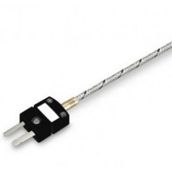 Thermocouple chemisé J sortie câble fibre de verre + connecteur miniature