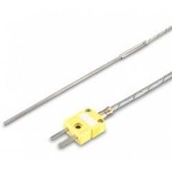 Thermocouple chemisé K, sortie câble fibre de verre avec connecteur miniature