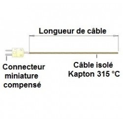 Thermocouple K isolé kapton sur connecteur miniature