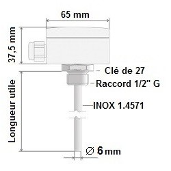 Sonde a visser 1/2G D6 x 200 mm Pt100