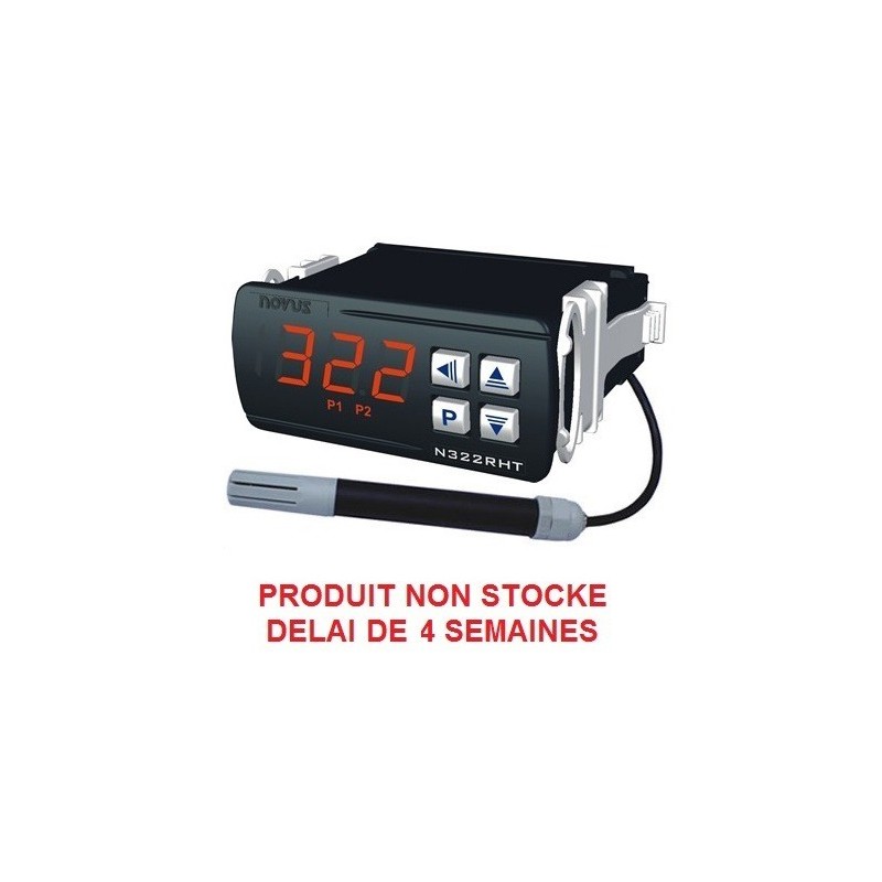 Indicateur thermostat humidité et température en 24 V ac/dc, 2 relais